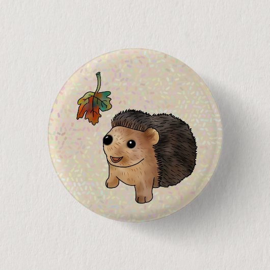 Igel und Blatt Button (Vorderseite)