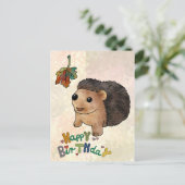 Igel und Blatt Postkarte (Stehend Vorderseite)