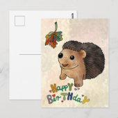 Igel und Blatt Postkarte (Vorne/Hinten)