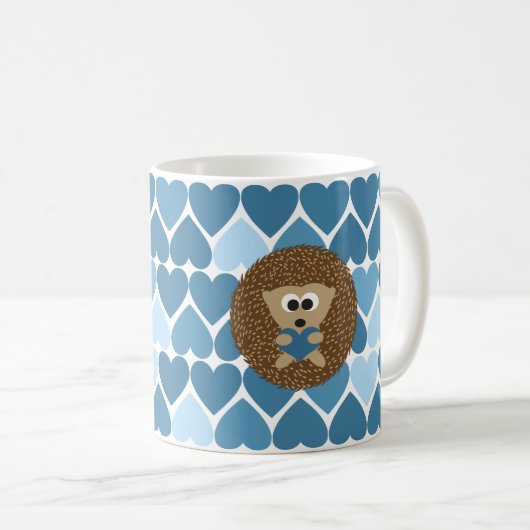 Igel und blaue Herzen Kaffeetasse (VorderseiteRechts)