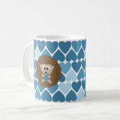 Igel und blaue Herzen Kaffeetasse (Vorderseite Links)