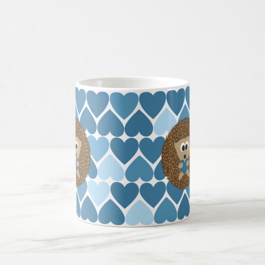 Igel und blaue Herzen Kaffeetasse (Mittel)