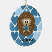Igel und blaue Herzen Keramikornament (Rechts)