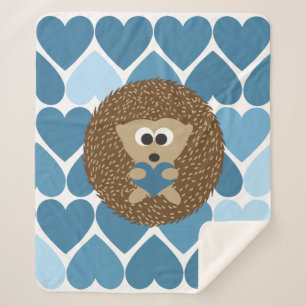 Igel und blaue Herzen Sherpadecke