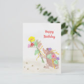 Igel und Blume Bouquet Postkarte (Stehend Vorderseite)