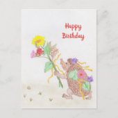 Igel und Blume Bouquet Postkarte (Vorderseite)