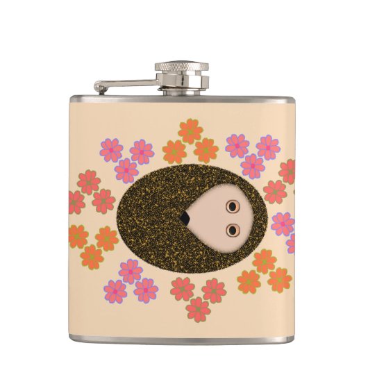Igel und Blume Flachmann (Vorderseite)