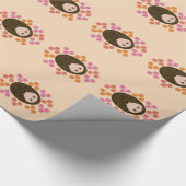 Igel- und Blume-Umschlagpapier Geschenkpapier (Ecke)