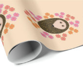 Igel- und Blume-Umschlagpapier Geschenkpapier (Rolleneckpunkt)