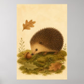 Igel und Eichel Aquarell Whimsical Poster (Vorne)