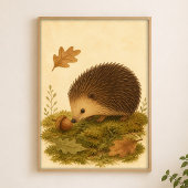 Igel und Eichel Aquarell Whimsical Poster