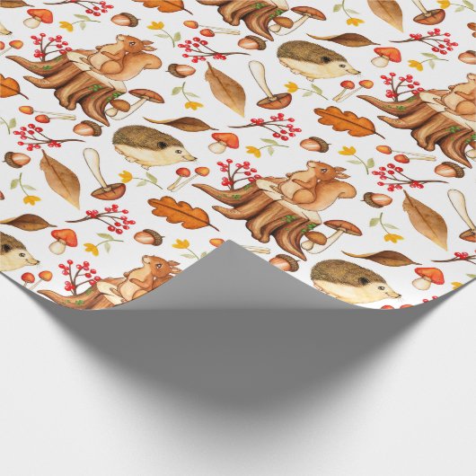 Igel und Eichhörnchen-Umschlagpapier Geschenkpapier (Ecke)