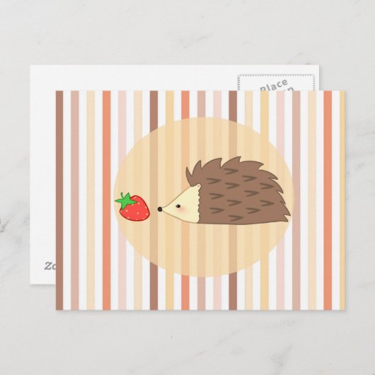 Igel und Erdbeere Postkarte (Vorne/Hinten)
