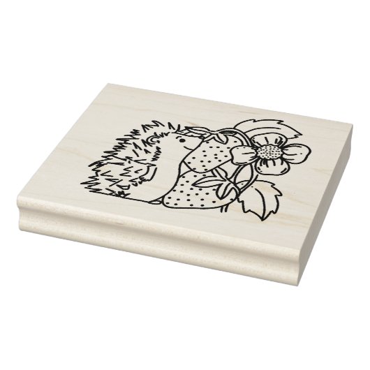 Igel und Erdbeeren Gummistempel (Stempel)