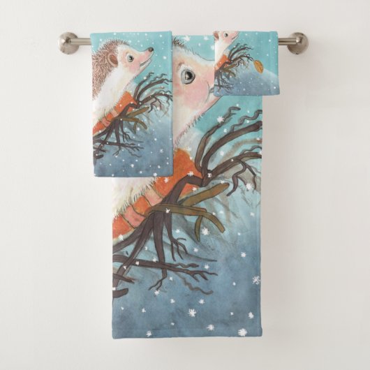 Igel und erste Schneeflocken Badhandtuch Set (Insitu)