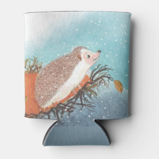 Igel und erste Schneeflocken Dosenkühler (Vorderseite)