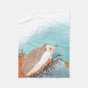 Igel und erste Schneeflocken Fleecedecke