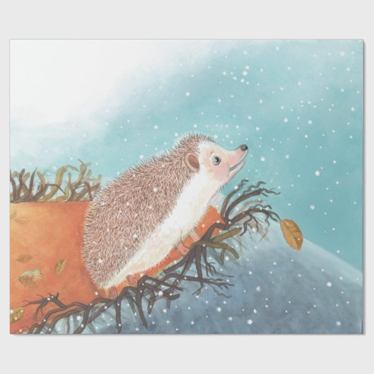 Igel und erste Schneeflocken Geschenkpapier (Flach)