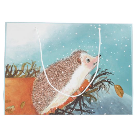 Igel und erste Schneeflocken Große Geschenktüte (Rückseite)