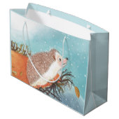 Igel und erste Schneeflocken Große Geschenktüte (Rückseite Schrägansicht)