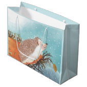 Igel und erste Schneeflocken Große Geschenktüte (Vorderseite Schrägansicht)