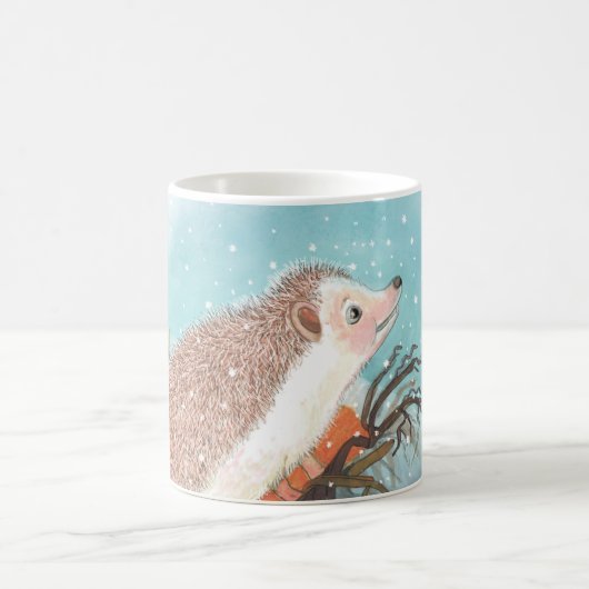 Igel und erste Schneeflocken Kaffeetasse (Mittel)