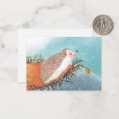 Igel und erste Schneeflocken Mitteilungskarte (Vorderseite/Rückseite Beispiel)