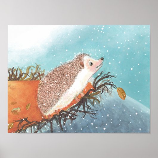 Igel und erste Schneeflocken Poster (Vorne)
