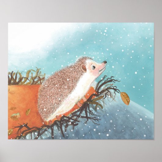 Igel und erste Schneeflocken Poster (Vorne)