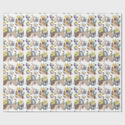 Igel und Freunde duschen den Vorhang Geschenkpapier (Flach)