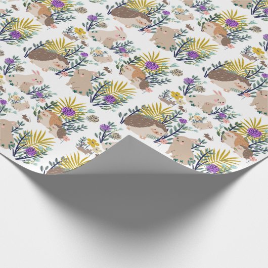 Igel und Freunde duschen den Vorhang Geschenkpapier (Ecke)