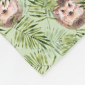 Igel und grüne Blätter Fleecedecke (Ecke)