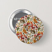 Igel und Herbstwaldflora auf Elfenbein Button (Vorne & Hinten)