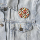 Igel und Herbstwaldflora auf Elfenbein Button (Beispiel)