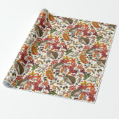 Igel und Herbstwaldflora auf Elfenbein Geschenkpapier (Ungerollt)