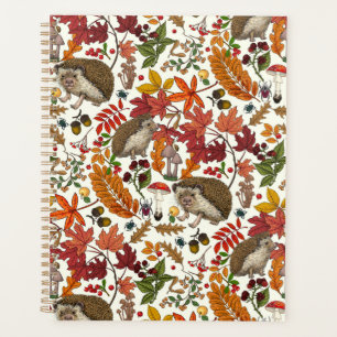 Igel und Herbstwaldflora auf Elfenbein Planer