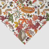 Igel und Herbstwaldflora auf Elfenbein Seidenpapier (Ausschnitt)