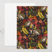 Igel und Herbstwaldflora auf Schwarz (Vorne/Hinten)