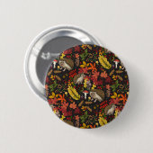 Igel und Herbstwaldflora auf Schwarz Button (Vorne & Hinten)