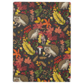 Igel und Herbstwaldflora auf Schwarz Klemmbrett (Rückseite)