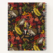 Igel und Herbstwaldflora auf Schwarz Notizblock (Rückseite)