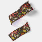 Igel und Herbstwaldflora auf Schwarz Satinband (Rückseite)