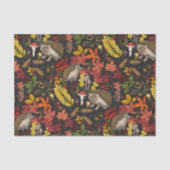 Igel und Herbstwaldflora auf Schwarz Seidenpapier (Vorderseite)