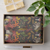 Igel und Herbstwaldflora auf Schwarz Seidenpapier (Geschenk)