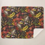 Igel und Herbstwaldflora auf Schwarz Sherpadecke (Vorderseite (Horizontal))