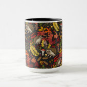 Igel und Herbstwaldflora auf Schwarz Tasse (Zentrum)