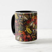 Igel und Herbstwaldflora auf Schwarz Tasse (Vorderseite Links)