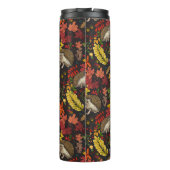 Igel und Herbstwaldflora auf Schwarz Thermosbecher (Rückseite)