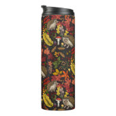 Igel und Herbstwaldflora auf Schwarz Thermosbecher (Nach rechts gedreht)