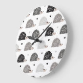 Igel und Herz Große Wanduhr (Winkel)